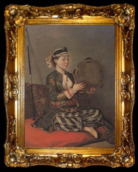 framed  Jean-Etienne Liotard Turkish Woman with a Tambourine (mk08), ta009-2